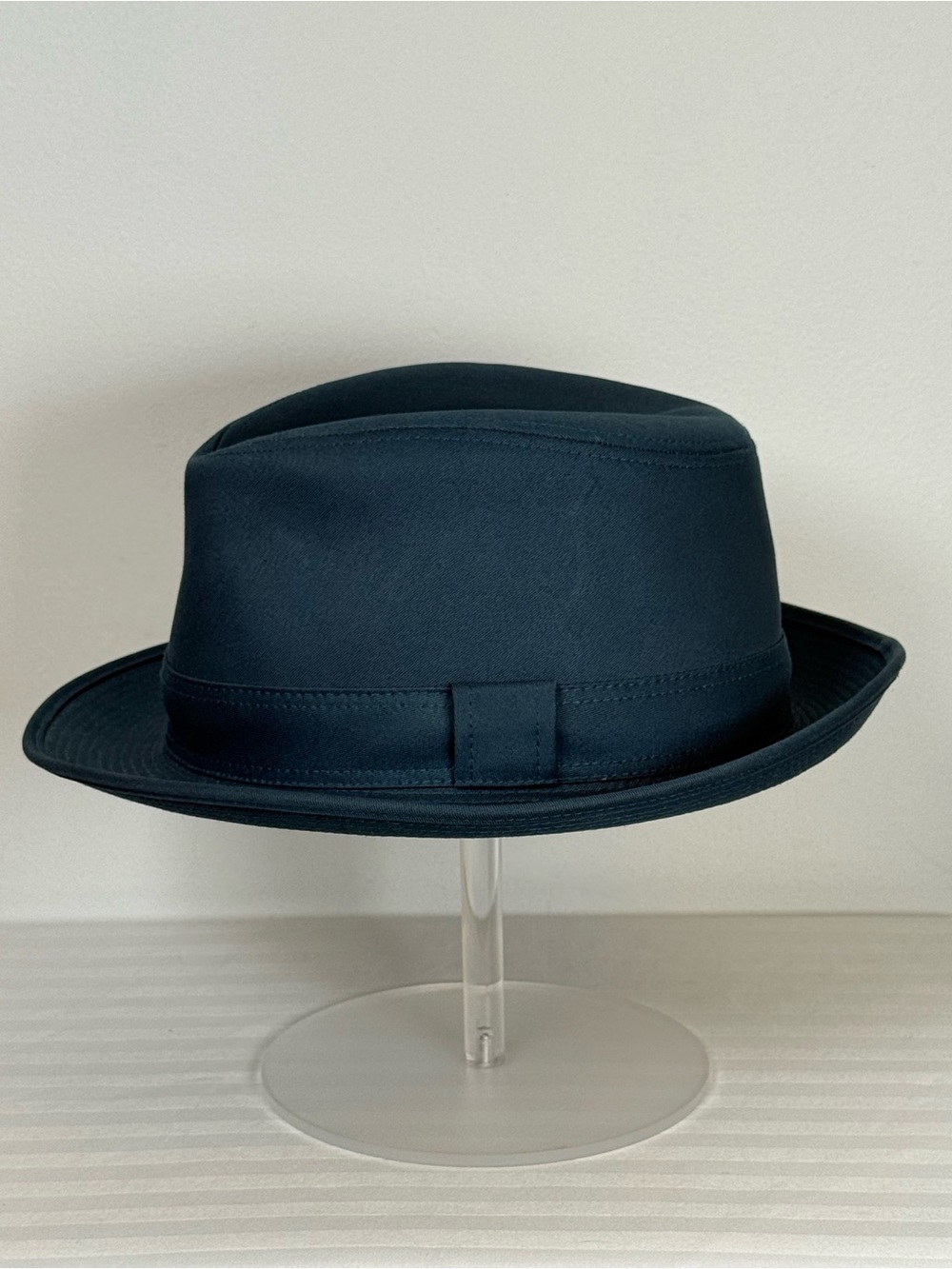 HERMES ‘Edouard’ Cotton Canvas Fedora Hat Made In France Deep Peacock Blue 58cm - Picture 3 of 15